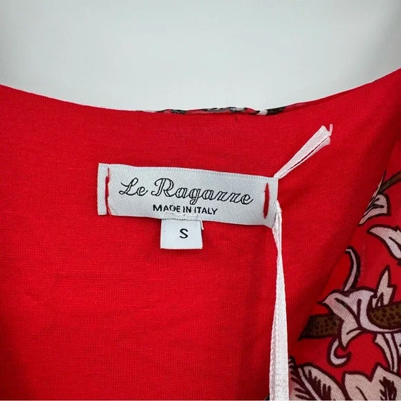 Le Ragazze Women’s Small Red Floral Italian Luxe Maxi A Line Summer Dress - Picture 5 of 7